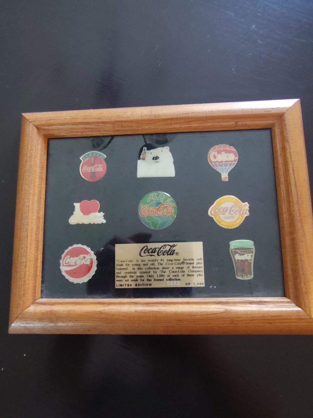 Vintage 1990s Coca-Cola Limited Edition Framed Pin Collection #0653/1000